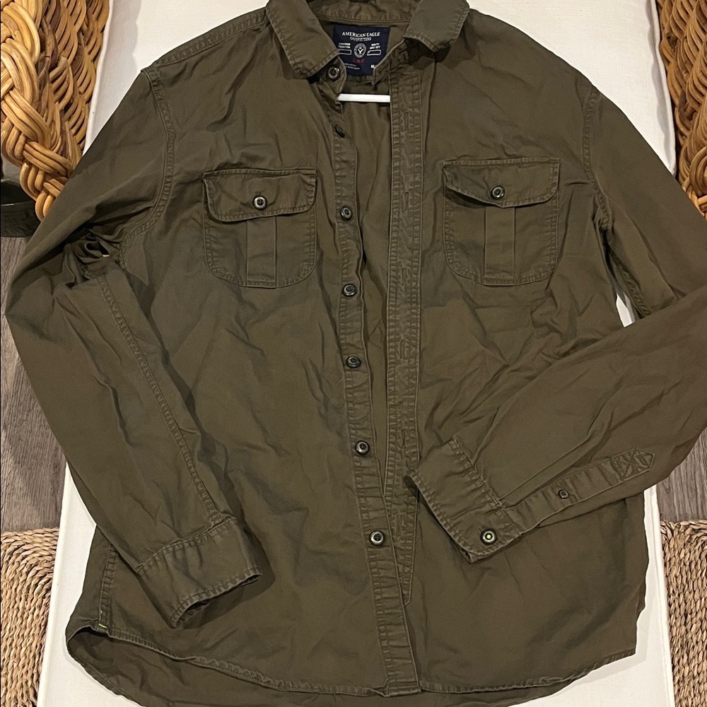 American Eagle Outfitters Men's Olive Shirt Jacket